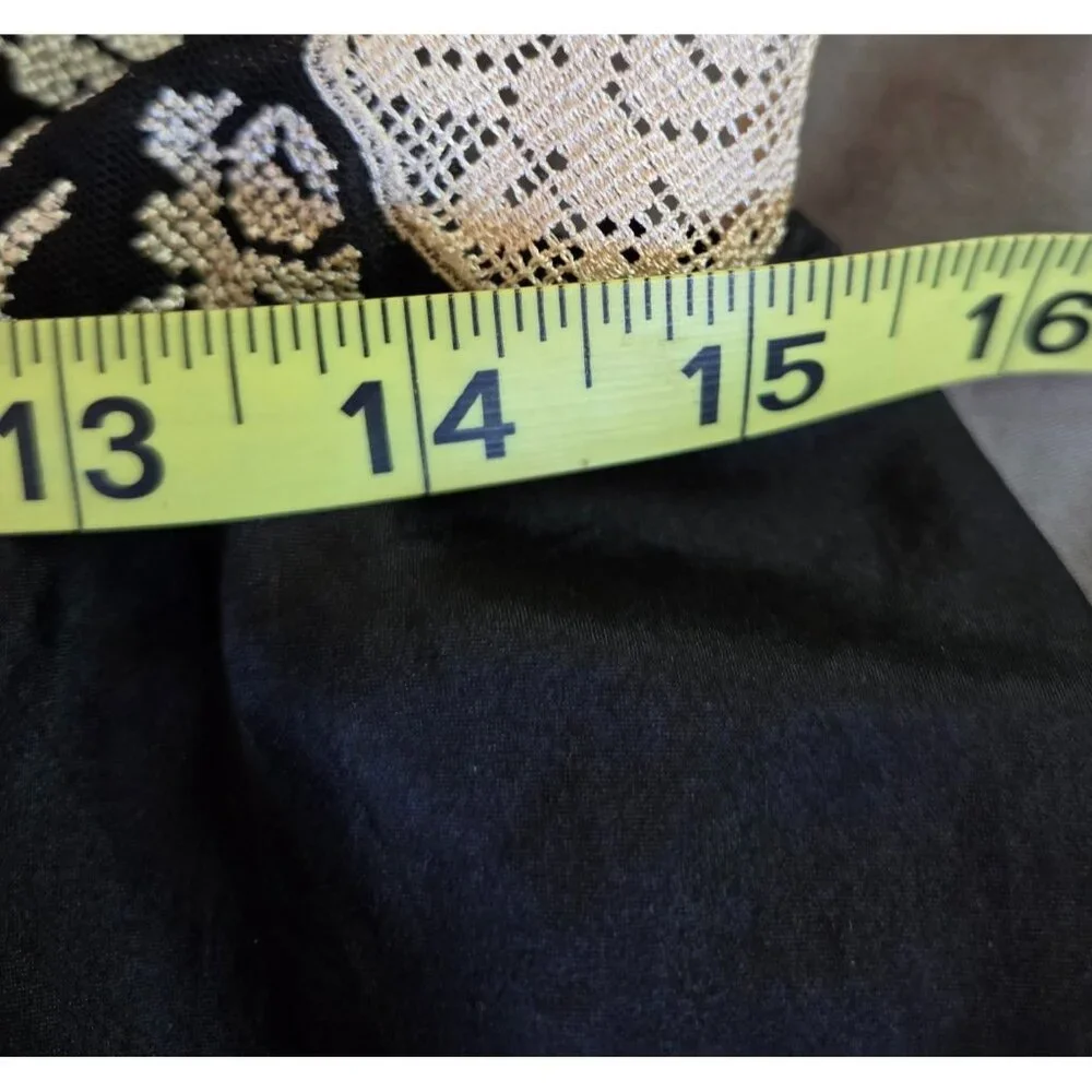 Victorias Secret Black Silk Babydoll Lingerie Large Cross-Stitch Cups Straps - Picture 7 of 8